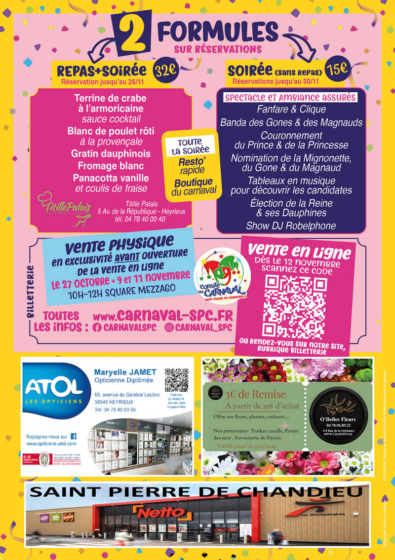 Programme de la soiree d'ouverture du Carnaval 57 le 30/11/2024